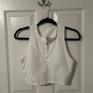 P'tula White Snap-Front Cropped Tank